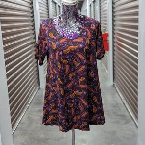 LuLaRoe Women's Size Medium Brown & Purple Paisley Shirt